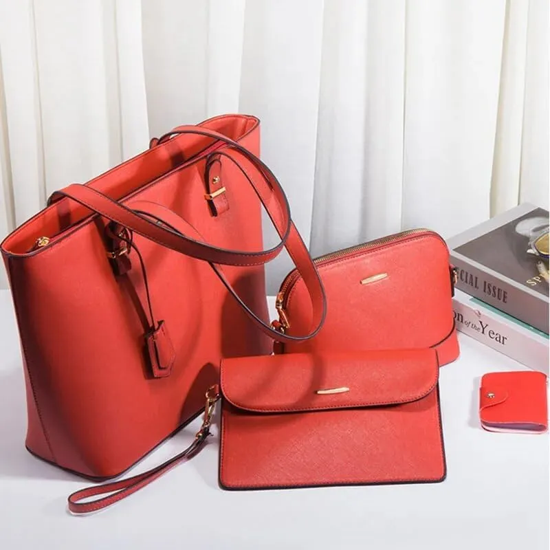 Women's Composite Bag Retro Commuting Single Shoulder Tote Handbag Casual Large Capacity PU Crossbody Bags (Pink)