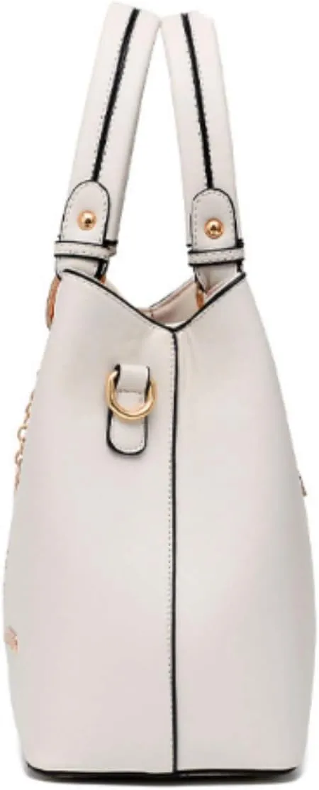 Women's Large Capacity Handbag Shoulder Bag Commuter Bucket Bag PU Locomotive Tote Bag