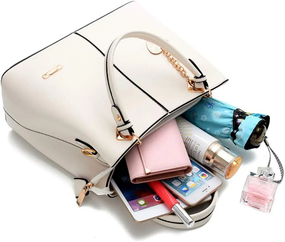 Women's Large Capacity Handbag Shoulder Bag Commuter Bucket Bag PU Locomotive Tote Bag