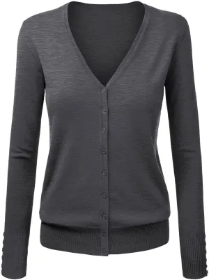 Womens Lightweight V-Neck Cardigan Sweater Trendy Business Casual Jackets Long Sleeve Button Down Lounge Sweater Tops