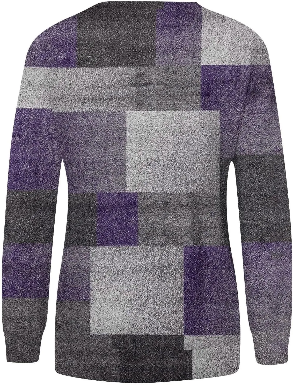 Womens Long Sleeve Crewneck Sweatshirt Trendy Color Block Plaid Tunic Pullover Tops Casaul Lightweight Cotton Clothes