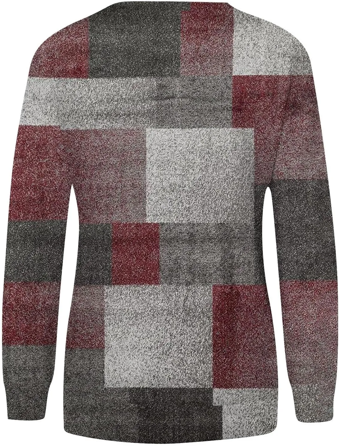 Womens Long Sleeve Crewneck Sweatshirt Trendy Color Block Plaid Tunic Pullover Tops Casaul Lightweight Cotton Clothes