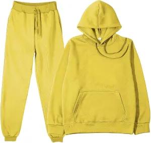 Womens Oversized 2 Piece Sweatsuit Outdoor Sports Jogging Trendy Tracksuit Sets Solid Color Cozy Lounge Sportwear Set