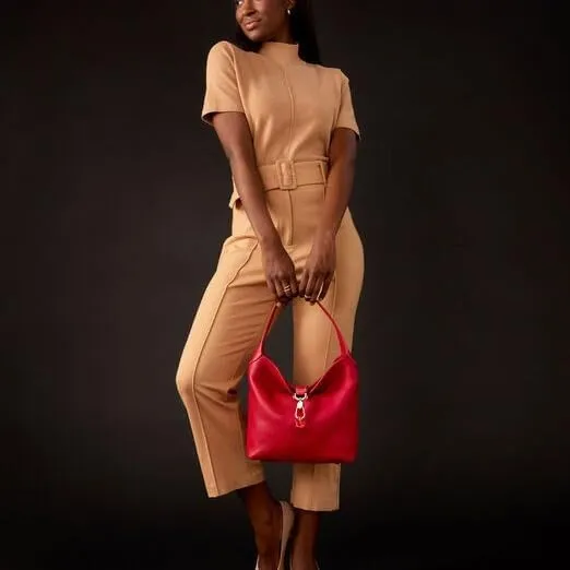 Women's Pebble Shoulder Bag-PG190 Brown