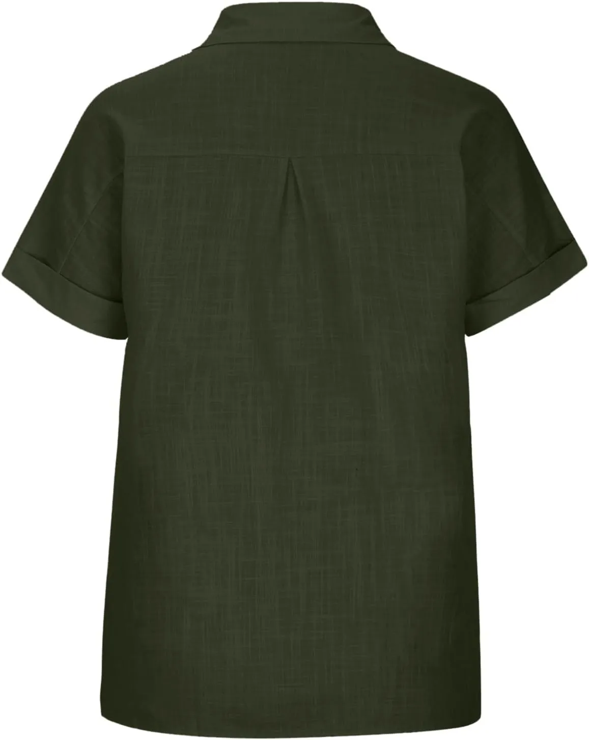 Womens Short Sleeve Button Down Linen Shirt Summer Trendy Solid Stand Collar Blouses Going Out Sports Casual T-Shirts
