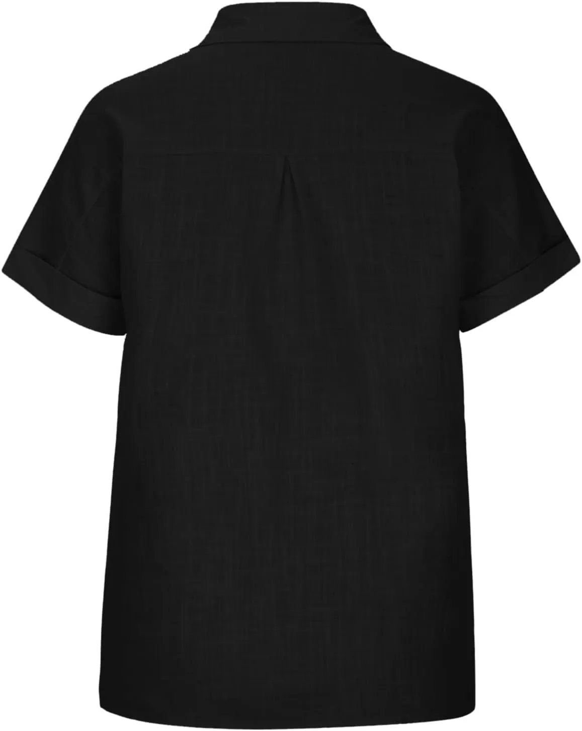 Womens Short Sleeve Button Down Linen Shirt Summer Trendy Solid Stand Collar Blouses Going Out Sports Casual T-Shirts
