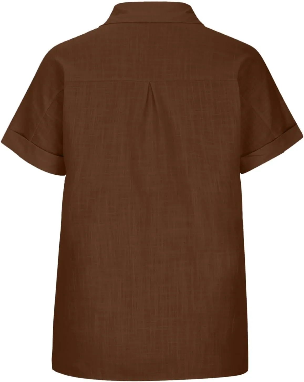 Womens Short Sleeve Button Down Linen Shirt Summer Trendy Solid Stand Collar Blouses Going Out Sports Casual T-Shirts