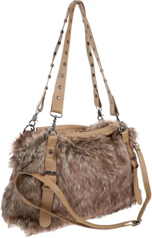 Women's Shoulder Bag, Brown, 40X29X12CM, Plush Fur, Crossbody, Sling, Earthy Plush, Birthday Gift, Handbag