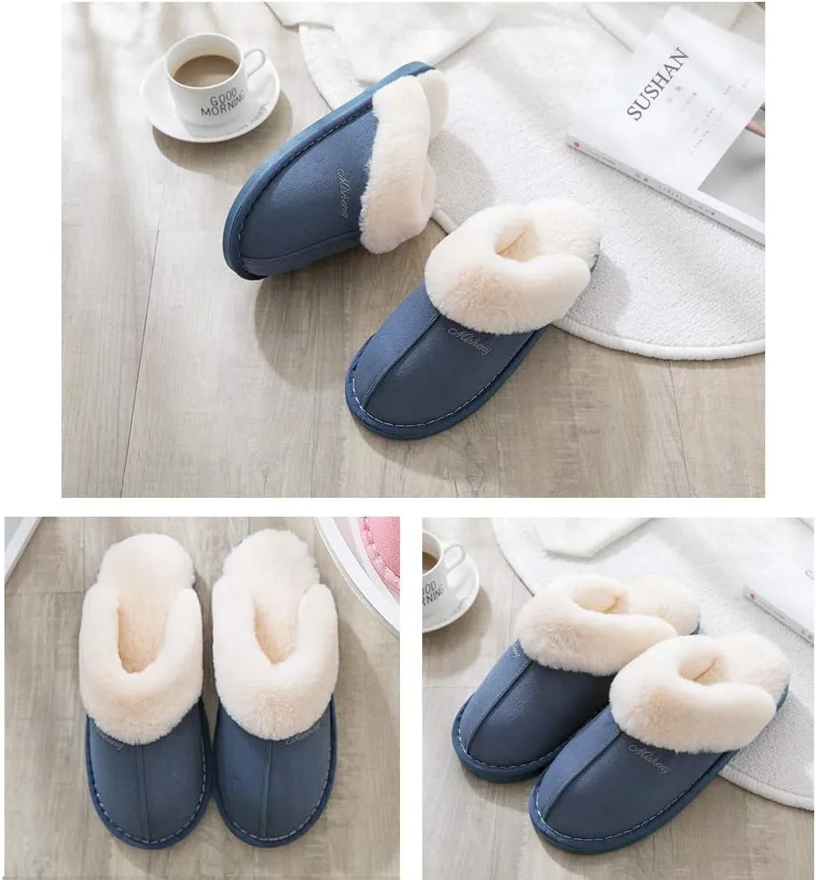 Womens Slippers Soft Plush Warm House Shoes Anti-Slip Fluffy Fur Indoor/Outdoor Slippers