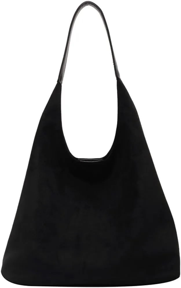 Women's Suede Tote Bag Retro Slouchy Bags Large Shoulder Tote Bag Suede Hobo Shoulder Bag for Travel College Work