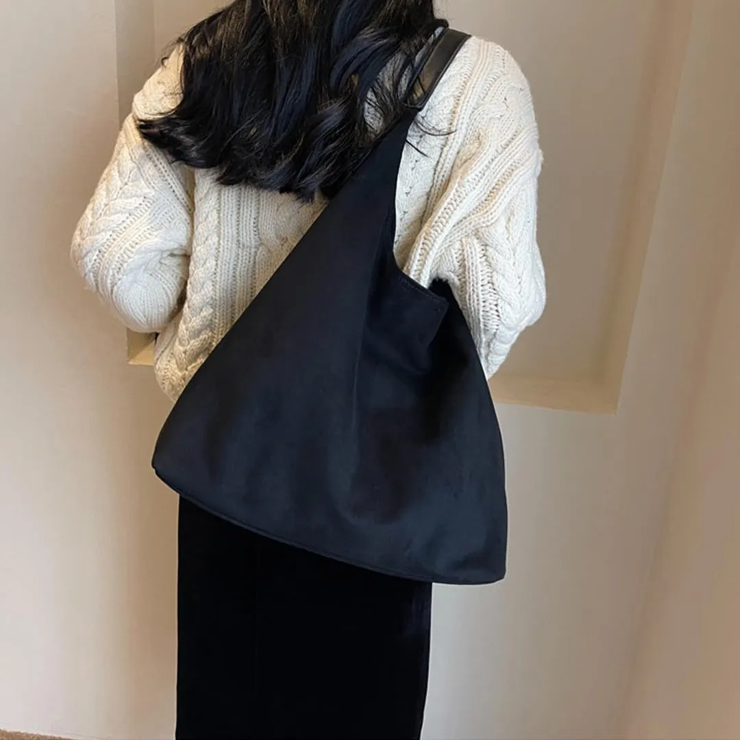 Women's Suede Tote Bag Retro Slouchy Bags Large Shoulder Tote Bag Suede Hobo Shoulder Bag for Travel College Work