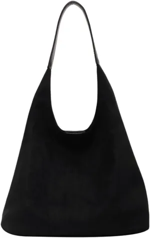 Women's Suede Tote Bag Retro Slouchy Bags Large Shoulder Tote Bag Suede Hobo Shoulder Bag for Travel College Work