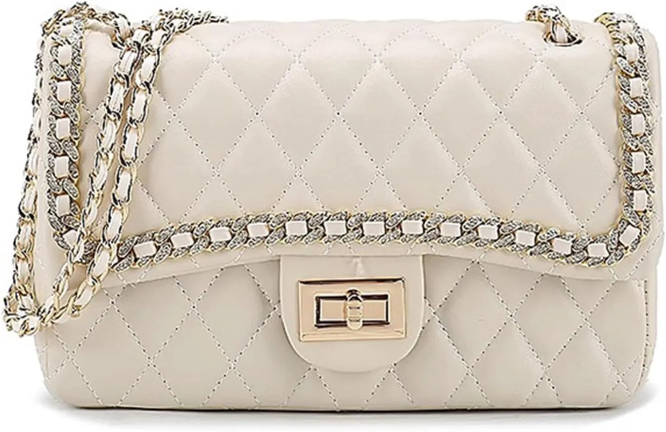 Women's Tweed Trendy Shoulder Bags, Large Capacity Top Handles Chain Cross body Bag, Ladies Woolen Purses Handbag Tote