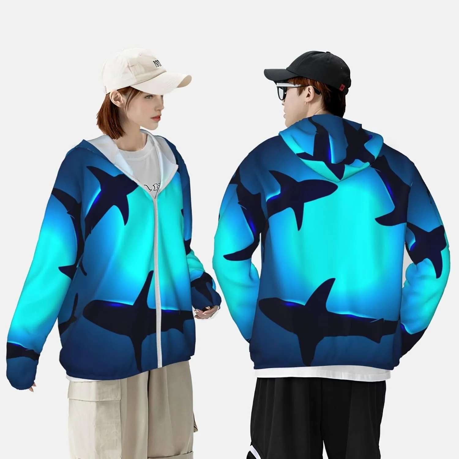 Women's UPF 50  Sun Protection Hooded Jacket Long Sleeve UV Shirts With Pockets Hiking Outdoor Performance