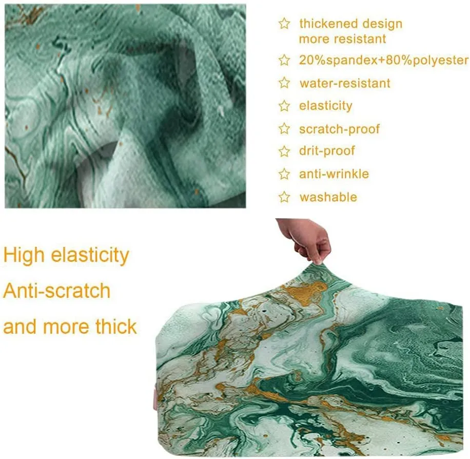 WONDERTIFY Abstract Marble Texture Suitcase Cover Beautiful Mixed Acrylic Paints Travel Elastic Protective Washable Suitcase Protector Golden Dark Green Fits 25 To 28 Inch