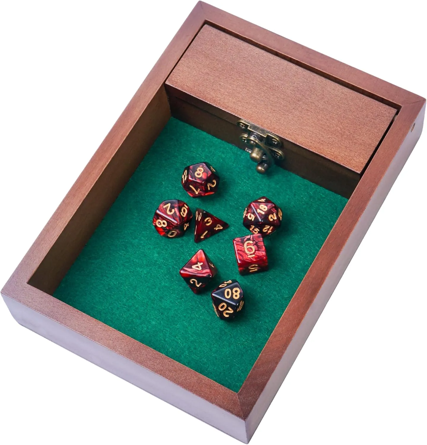 Wooden D&D Dice Rolling Tray with Dice Storage Vault | Metal Latch Secures Lid for Travel | Perfect DND Gift for DM | Great for Tabletop Games Like Dungeons and Dragons 5e, Pathfinder