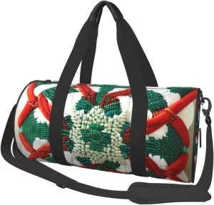 Woolen Fabric Pattern* Round Large Capacity Foldable Duffel Bag For Women Men, Gym Tote, Sports Duffel.