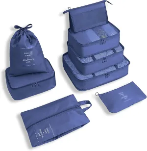 WOOMADA 8 Set Packing Cubes for Suitcases Travel Essentials Luggage Organizer for Travel Accessories Shoe Bag Tioletry Bag Laundry Bag(dark blue)