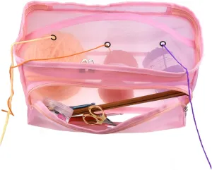 Woven Mesh Tote Bag Woolen Line Carrier Pink Compact Versatile for Mom and Girls