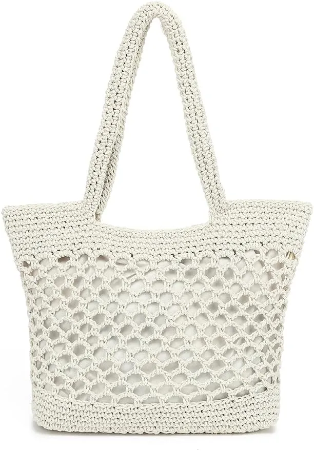 Woven Tote Bag for Women, Summer Beach Bag Large Crochet Shoulder Purse Handbag Boho Knit Bag for Summer Travel