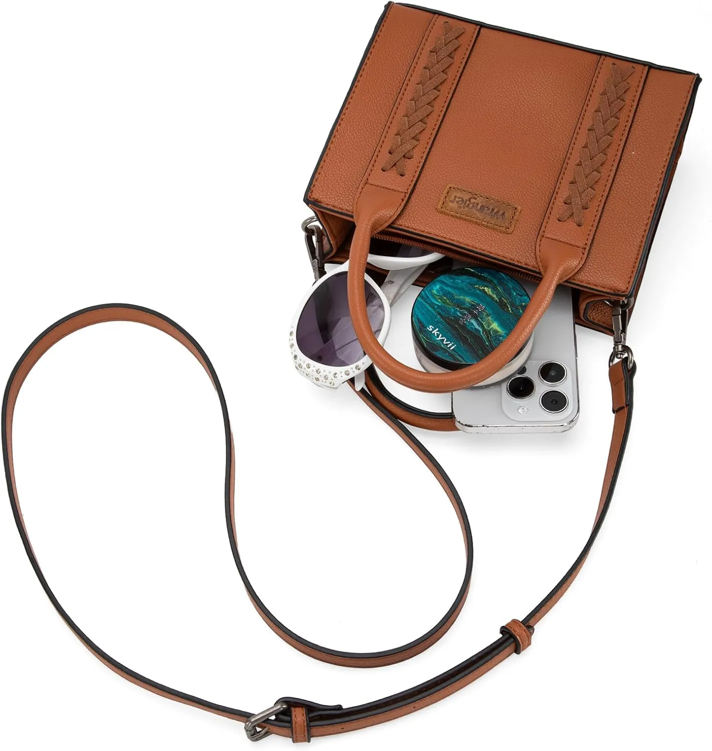 Wrangler Mini Crossbody Purse for Women Cute Small Tote Bag Shoulder Handbag Ladies Top Handle Satchel with Adjustable Strap