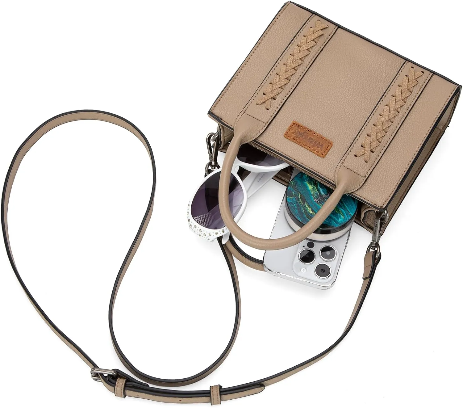 Wrangler Mini Crossbody Purse for Women Cute Small Tote Bag Shoulder Handbag Ladies Top Handle Satchel with Adjustable Strap