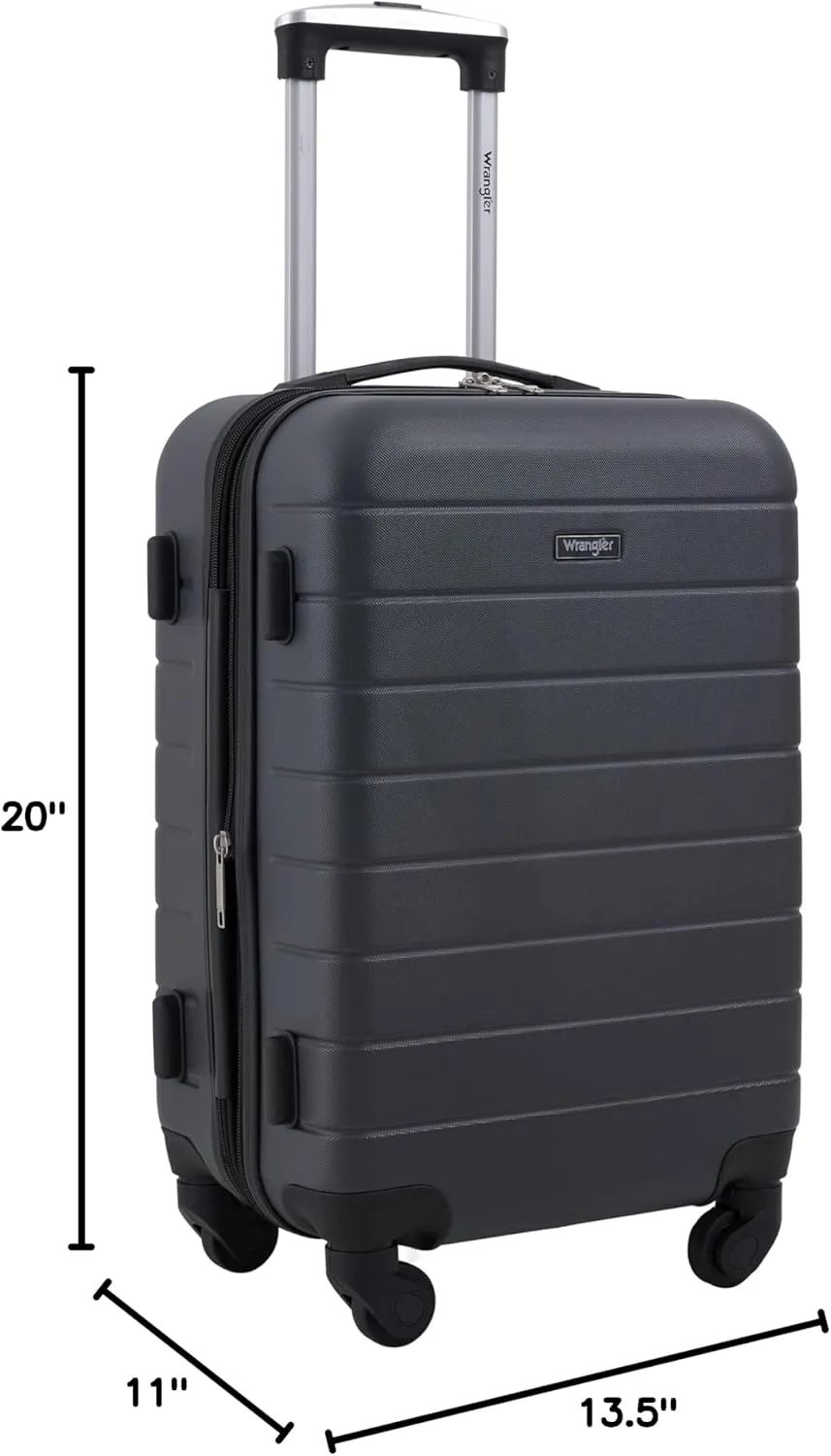 Wrangler Smart Luggage Cup Holder and USB Port, Dark Shadow, 2 Piece Set
