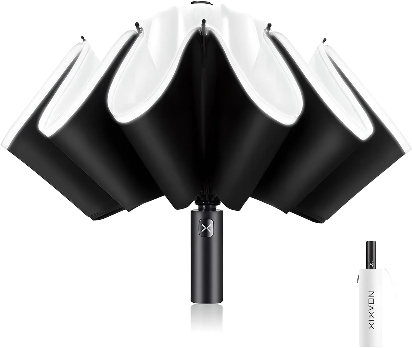 XIXVON Umbrella Pro | UPF 50  99% UV Protection, Reflective Safety Strip, Sturdy Windproof, Travel Portable, Automatic | Reverse Folding Umbrella