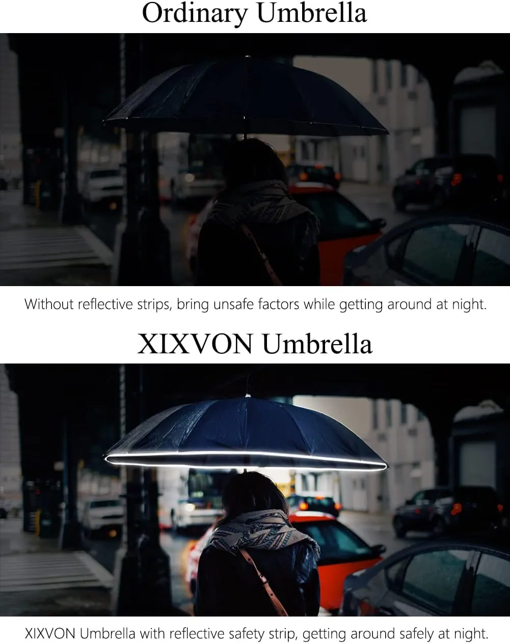 XIXVON Umbrella Pro | UPF 50  99% UV Protection, Reflective Safety Strip, Sturdy Windproof, Travel Portable, Automatic | Reverse Folding Umbrella