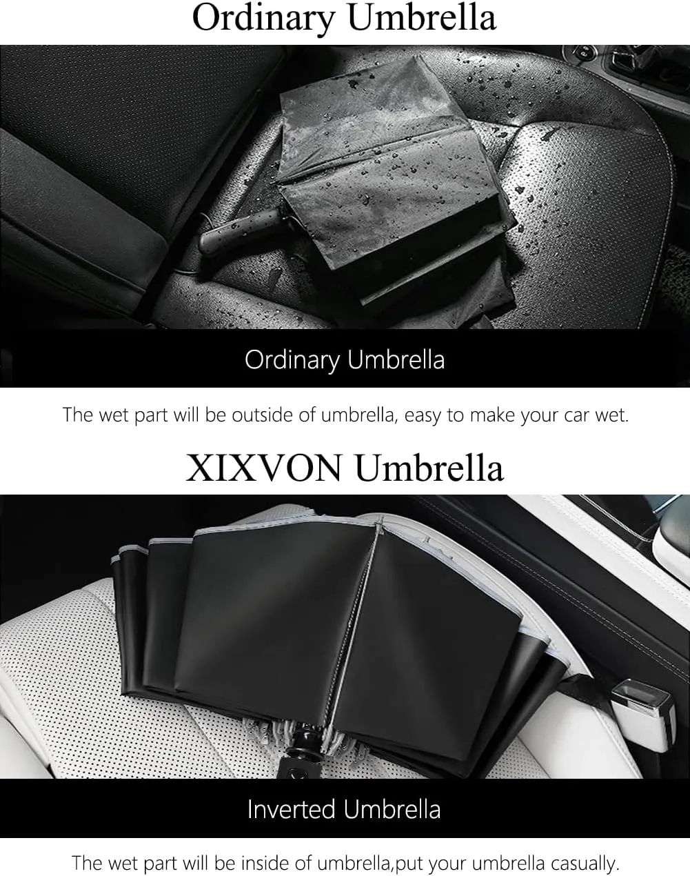 XIXVON Umbrella Pro | UPF 50  99% UV Protection, Reflective Safety Strip, Sturdy Windproof, Travel Portable, Automatic | Reverse Folding Umbrella