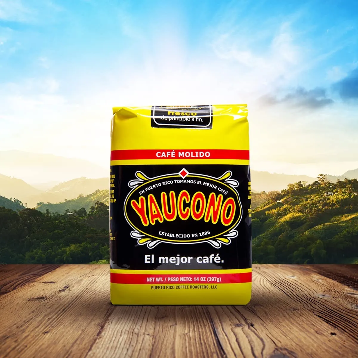 Yaucono Coffee Arabica Medium Roast Ground, Roasted and Bagged in Puerto Rico, 14 Ounce (Pack of 4)