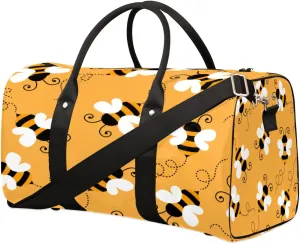 Yellow Bee Travel Duffel Bag, Foldable Sport Gym Tote Bag, Waterproof Weekender Overnight Bag with Shoulder Strap, Carry On Luggage Handbag for Men and Women