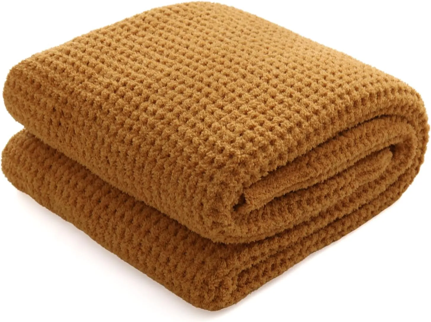 YIRUIO Microfiber Waffle Throw Blanket Weave Knit Super Soft Ultra Cozy Fuzzy Fluffy Warm for Living Room Bedroom Bedding Farmhouse (Wheat Yellow, 51'' x 63'')
