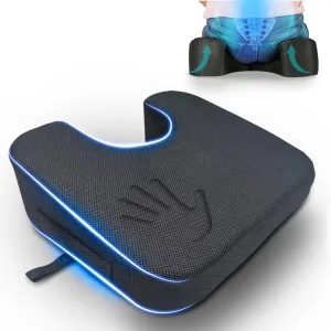 YogiBum Patented Cushion | Extra Large Tailbone Gap | XL Size for 190lbs  | Med Size for 150-190lbs | Relief for LowBack, Tailbone, Sciatica, Hemorrhoids | Snug Fit on Office/Computer Chairs