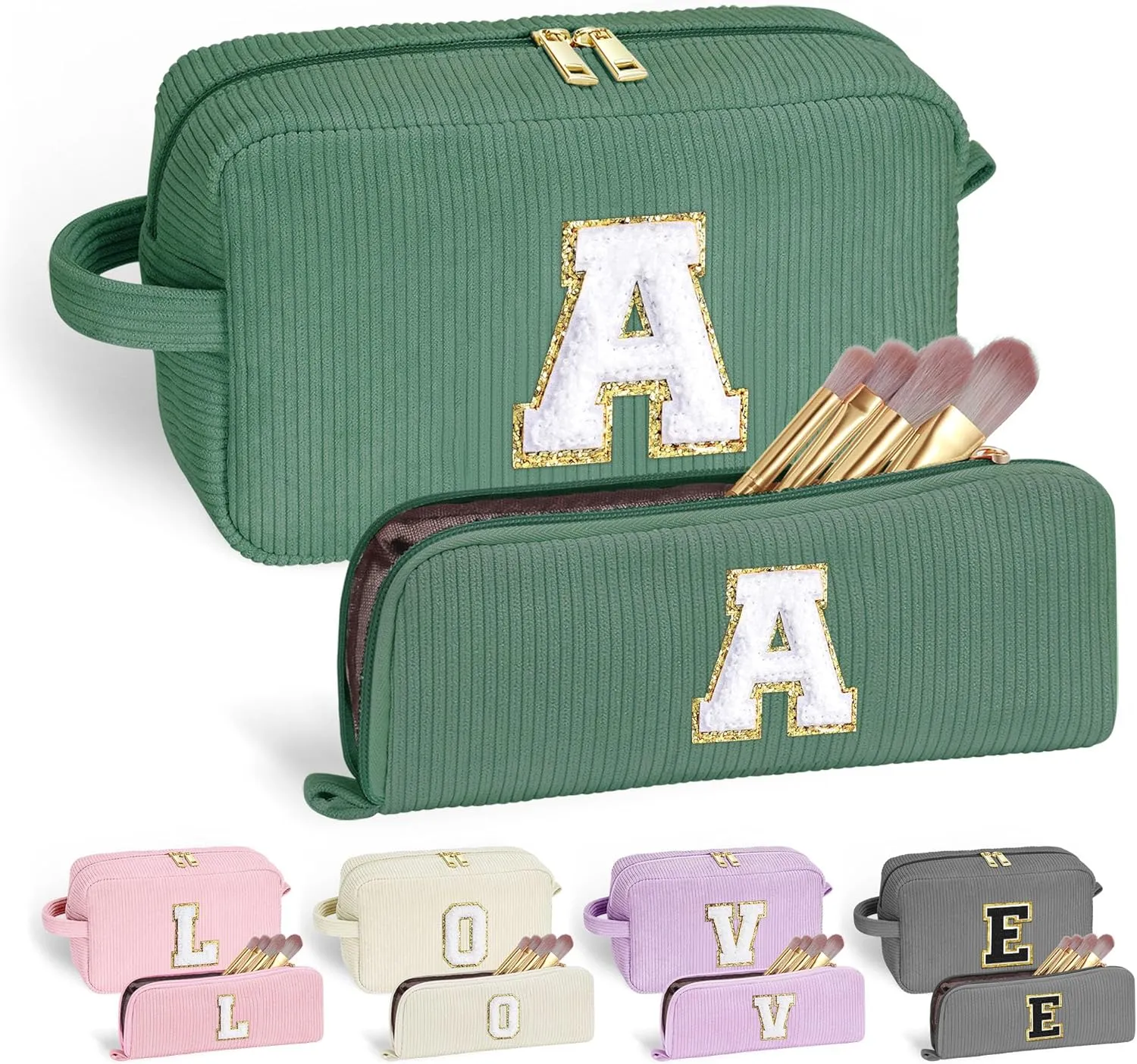 YOOLIFE Initial Travel Makeup Bag Cosmetic Bag - Teen Girl Gifts Trendy Stuff Friend Birthday Gifts for Women Teen Girl Kids