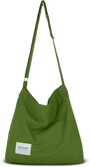 Your Cozy Women's Retro Large Size Cotton Shoulder Bag Hobo Crossbody Handbag Casual Tote For Shopping and Travel