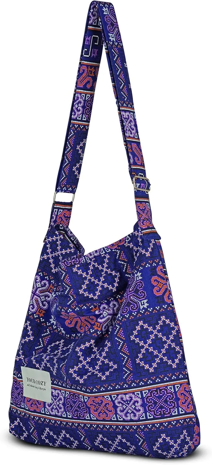 Your Cozy Women's Retro Large Size Cotton Shoulder Bag Hobo Crossbody Handbag Casual Tote For Shopping and Travel