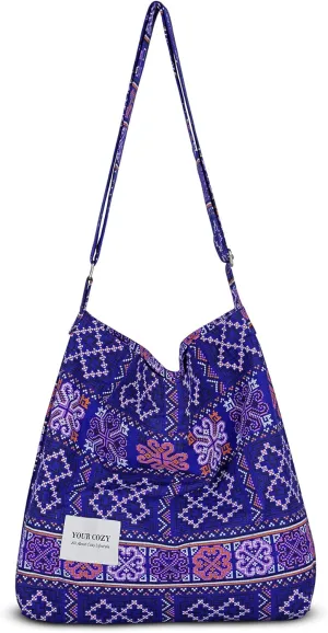 Your Cozy Women's Retro Large Size Cotton Shoulder Bag Hobo Crossbody Handbag Casual Tote For Shopping and Travel