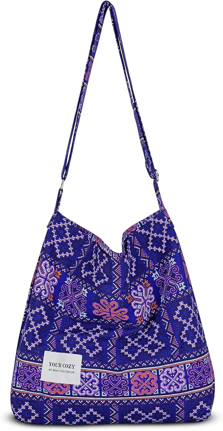 Your Cozy Women's Retro Large Size Cotton Shoulder Bag Hobo Crossbody Handbag Casual Tote For Shopping and Travel