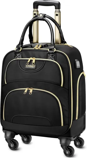 Ytonet Underseat Carry on Luggage with Wheels, Under Seat Bag for Airplanes with 4 Spinner Wheels, Multi-Pockets Personal Item Bag with Lock USB Port Weekender Overnight Travel