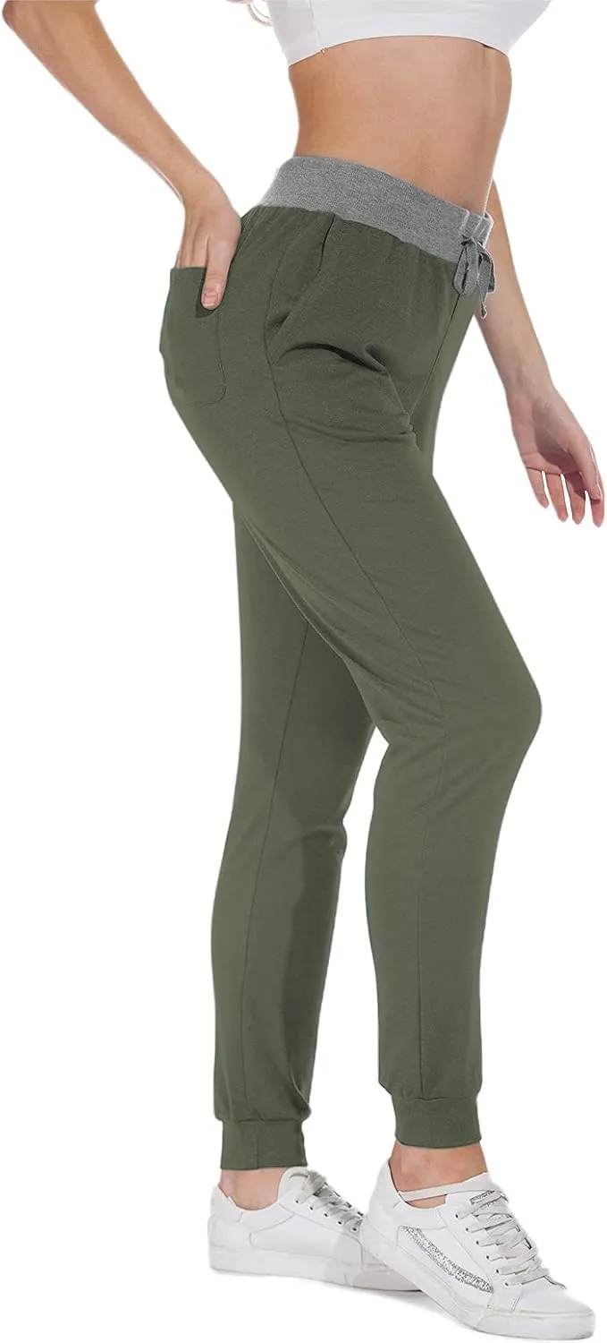 YUNDAI Women's Cotton Sweatpants Cozy Joggers Tapered Active Yoga Lounge Running Pants with Pockets