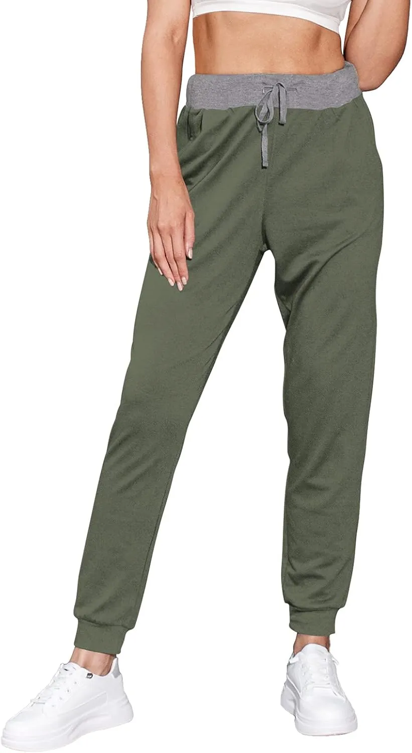 YUNDAI Women's Cotton Sweatpants Cozy Joggers Tapered Active Yoga Lounge Running Pants with Pockets