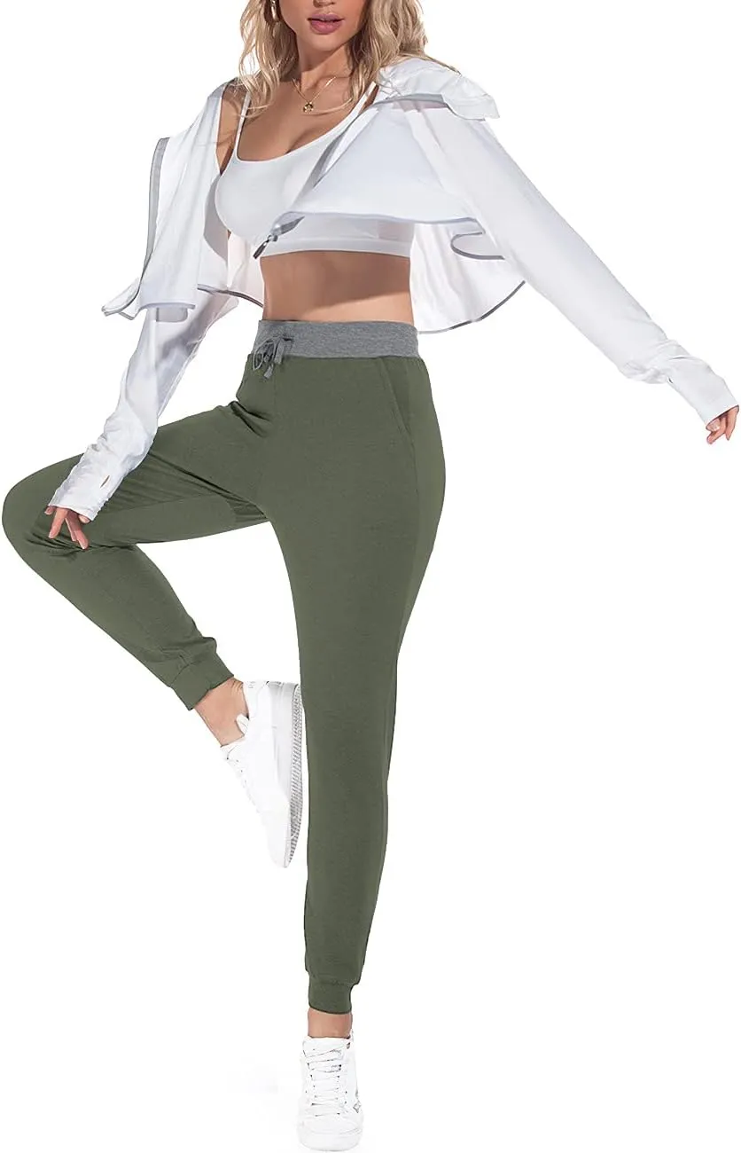 YUNDAI Women's Cotton Sweatpants Cozy Joggers Tapered Active Yoga Lounge Running Pants with Pockets