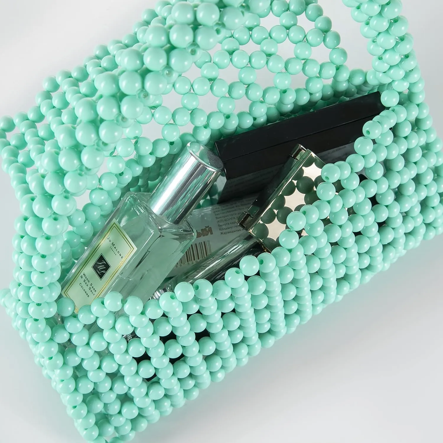 YUSHINY Candy Color Acrylic Beaded Hollow Handbag Evening Clutch Triangle Bags for Wedding Party
