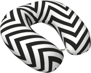 Zigzag Stripe Print Memory Foam Travel Pillow,Travel Neck Pillow for Car, Train,Napping,Washable Cover