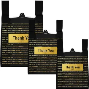 Zonon 200 Pieces Thank You Shopping Bags in 3 Sizes Plastic Bags with Handle Boutique Shopping Bags