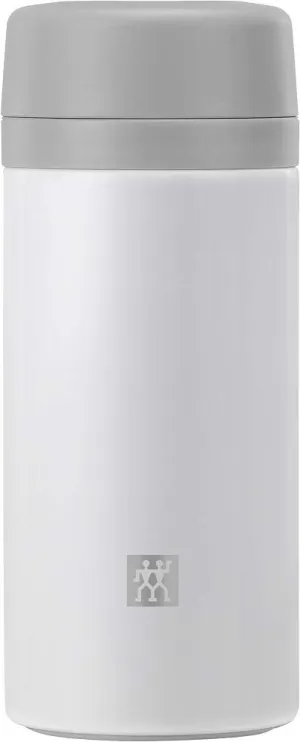 Zwilling Thermo Thermos Flask, Integrated Filter Insert, Vacuum Flask for Tea & Infused Water, Double Wall Insulation, 420 ml, Height: 17,2 cm, White